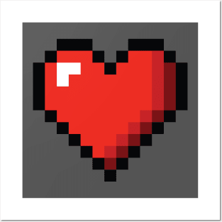 8-bit Pixel Heart or Video Game Health Heart Posters and Art